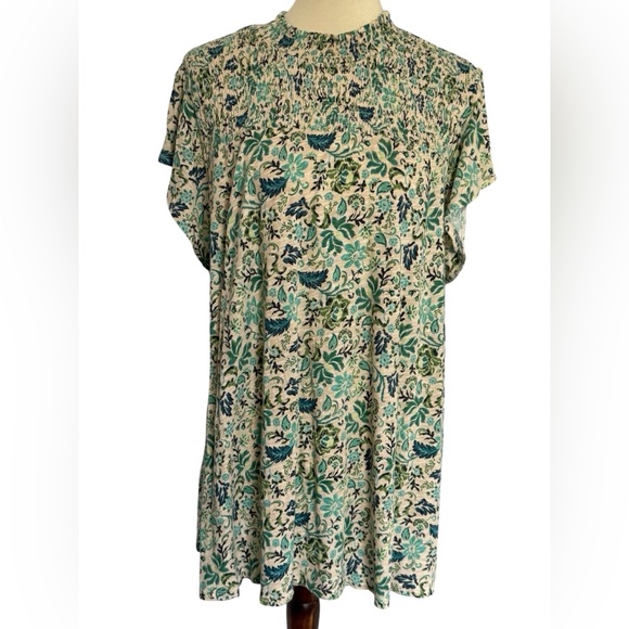Torrid Cotton Modal Jersey Smocked Mock Neck Top Multi Floral Size 3 (3X) - Picture 1 of 12
